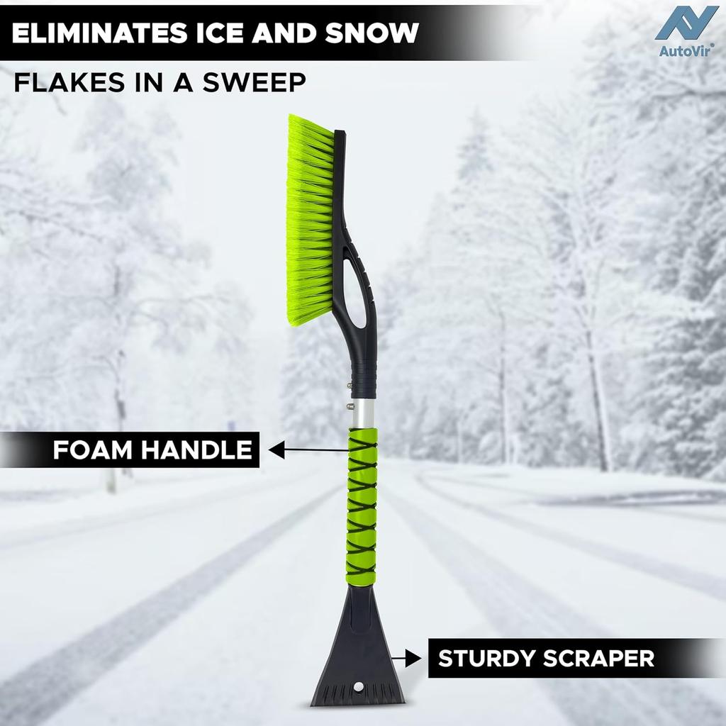 27" Snow Brush and Ice Scrapers for Car Windshield (1 Pack), Window Ice and Snow Scraper with Ergonomic Foam Grip, Snow Windshield Scraper with