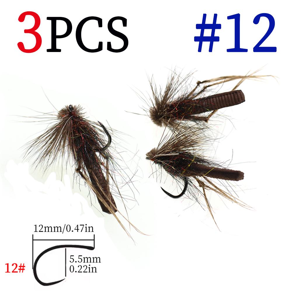 3/6PCS Caddisfly Foam Body Pupa Brown Elk Hair Barbless Hook Floating Dry Fly Mayfly Trout Bass Graying Panfish Fishing Lures
