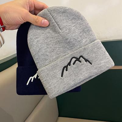 Embroidered Mountain Style Woolen Hat for Women Autumn and Winter Pullover Knitted Hat Showing Face Small Outdoor Versatile Ear Protection Cold Hat