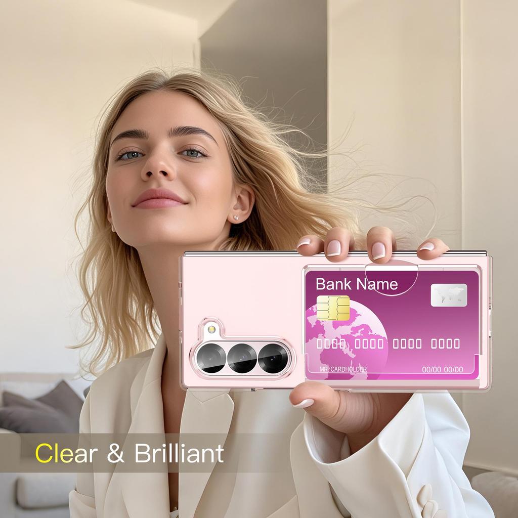 Samsung Z Fold7 Transparent Card Holder & Stand Case - Frosted Protective Design for Foldable Screen