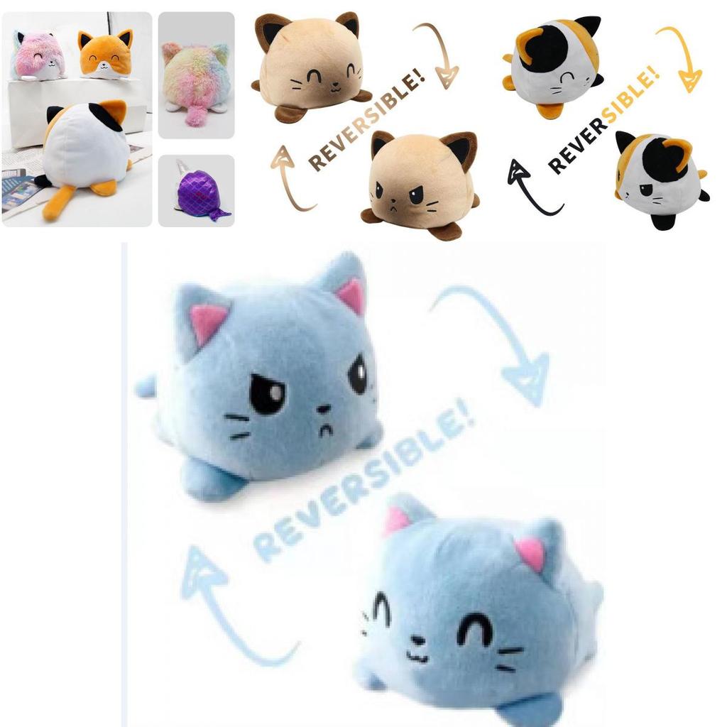 Reversible Flip Cat Plush Stuffed Toy Soft And Cute Animal Doll For Children Gifts