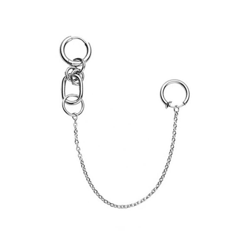 1 Set Fake Piercing Lip Clip Earring Punk Chain Linked Earrings Hinged Lip Ring Accessories Stainless Steel Material