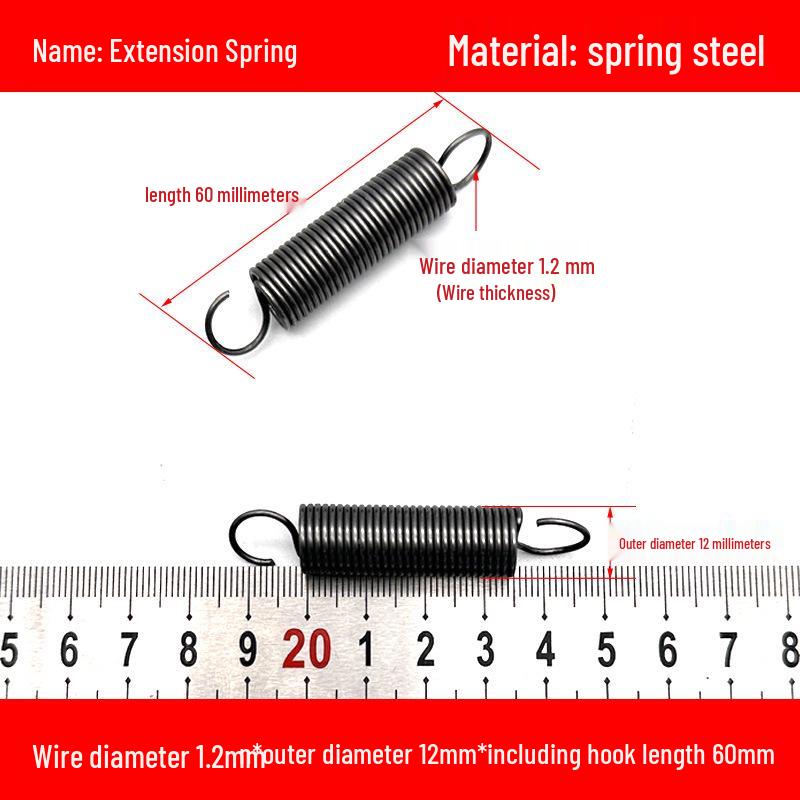 1.2mm Wire Extension Spring with Hook - Soft Tensile Force Spring Accessory