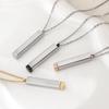 Classic Hidden Rectangle Pendant Necklace For Men Stainless Steel Minimalist Waterproof 3D Vertical Bar Necklaces Jewelry Gift