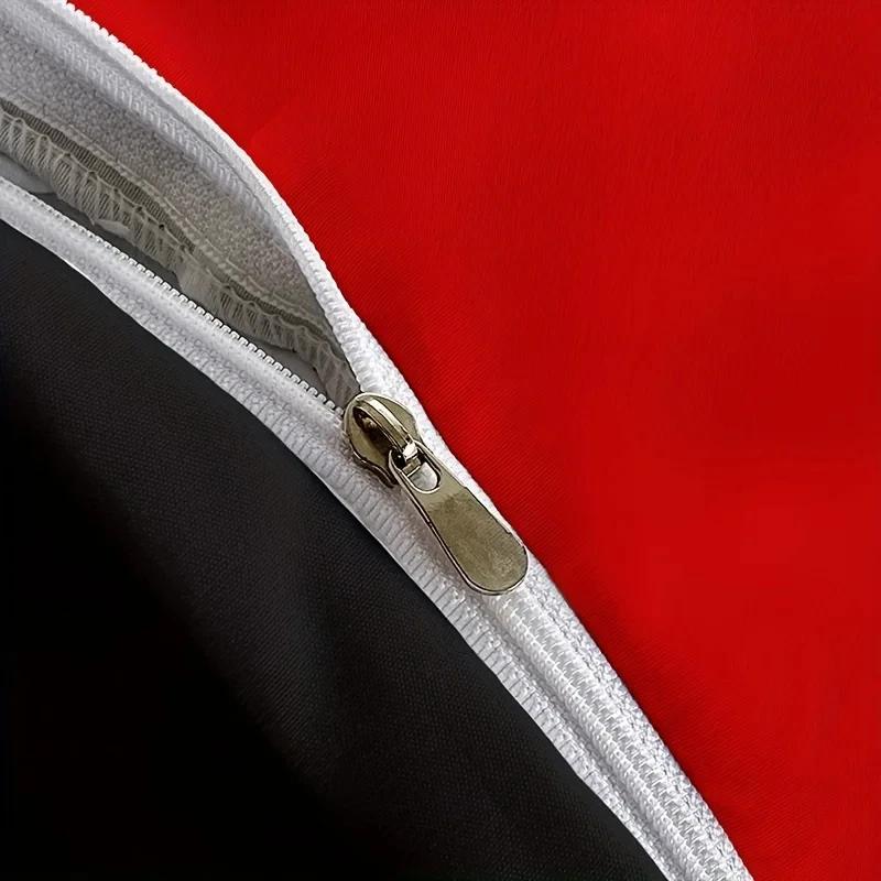 3pcs Duvet Cover Set Black And Red Heart Pattern Bedding Set Soft Duvet Cover For Bedroom Guest Room 1*Duvet Cover+2*Pillowcase