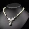 Elegant Bridal Pearl & Gemstone Necklace and Earring Set