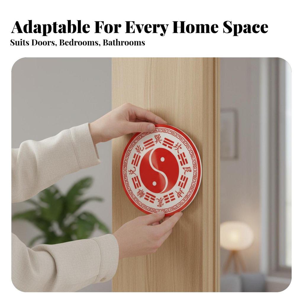 2 Pack Bagua Sign Plaque Door Amulet Featuring Five Components Symbol for Fortune Alloy Body