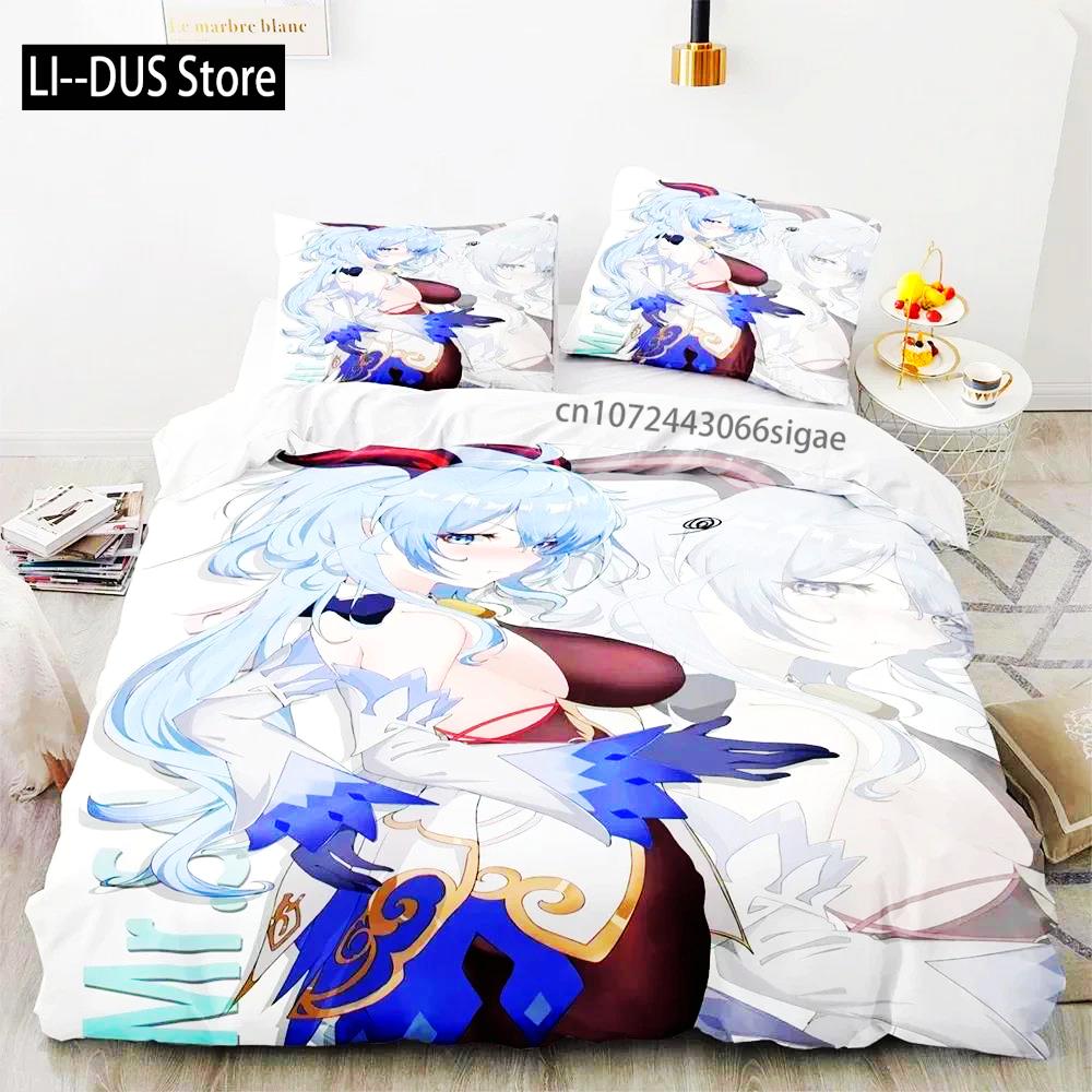 Anime Spiel Genshin Impact Ganyu Bettwäsche Set Bettbezug Bettwäsche-Set Steppdeckenbezug Kissenbezug Bettdecke King Queen Größe Jungen Erwachsene