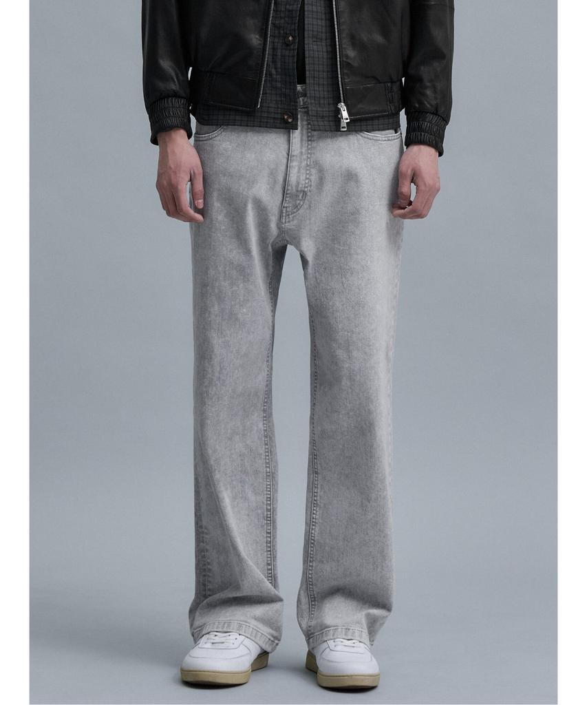 SHIFT.G Washed Wide Denim Pants Light Gray