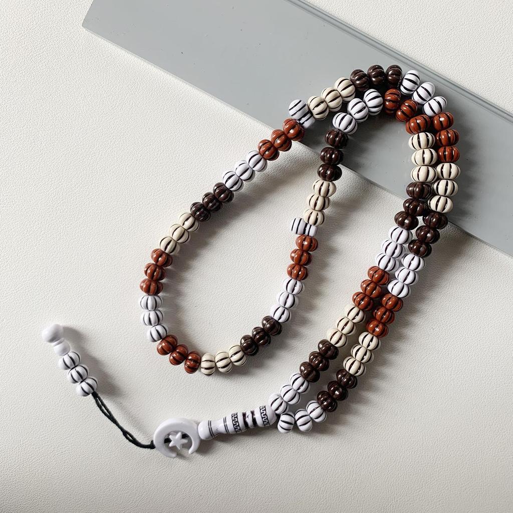 Four-Color Acrylic Pumpkin Bead Bracelet: Muslim Prayer String & Middle Eastern Praise Beads