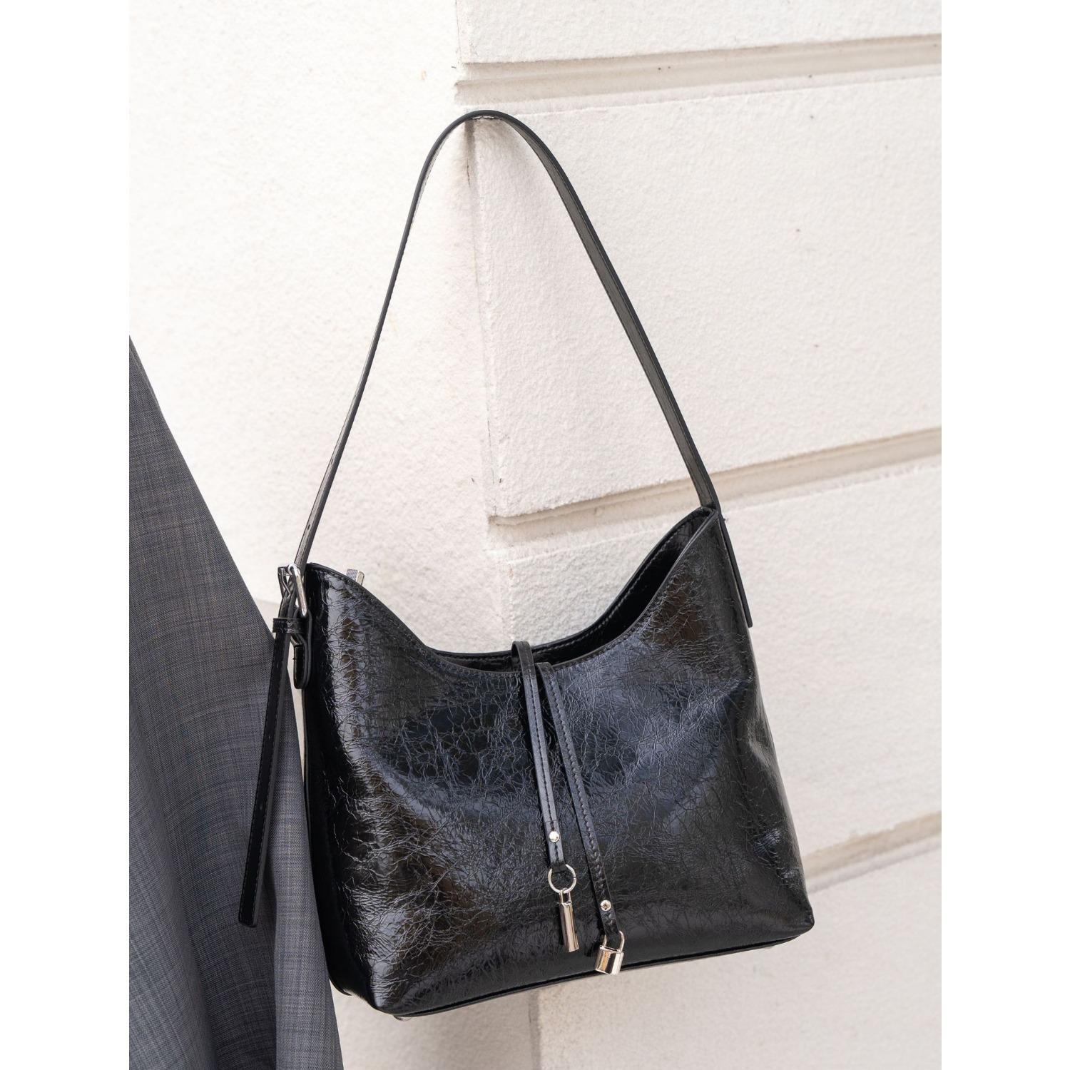 

Коровья кожа, Женская сумка на одно плечо, Красивая вместительная сумка-тоут через плечо, Модная и простая. чёрный