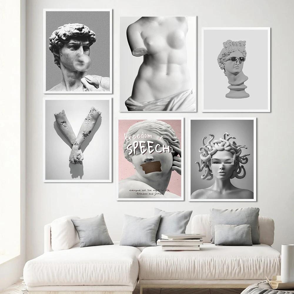 Moderne Apollo Marmorskulptur Wandkunst David Graffiti HD Leinwand Poster Drucke Heim Schlafzimmer Wohnzimmer Dekoration Geschenke