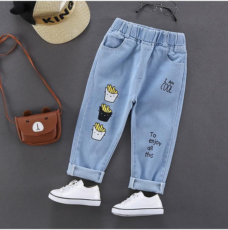 Children's Straight Jeans Boys Elastic Waist Denim Pants Outerwear Trousers Spring Baby Boys Fashion Loose Pants