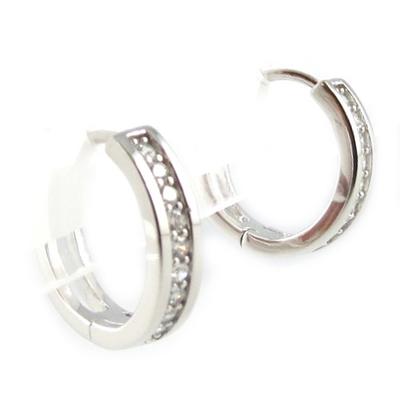 [L1834] - Ασημένιοι Κρίκοι 'Θεά' λευκό (1. 5 εκ.)