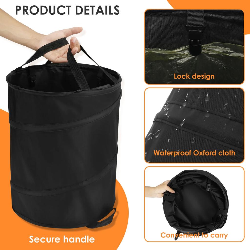 1/2Pcs Garden Waste Bag 37.8L Leaf Waste Bag Large Capacity Collapsible Garden Bag Space Saving Pop Up Trash Can for Outdoor