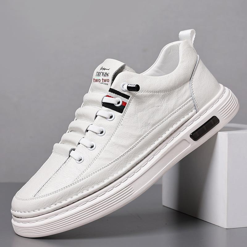 

Модные белые кожаные мужские кроссовки со шнурками — идеально подходят для бизнеса, вождения и отдыха 44