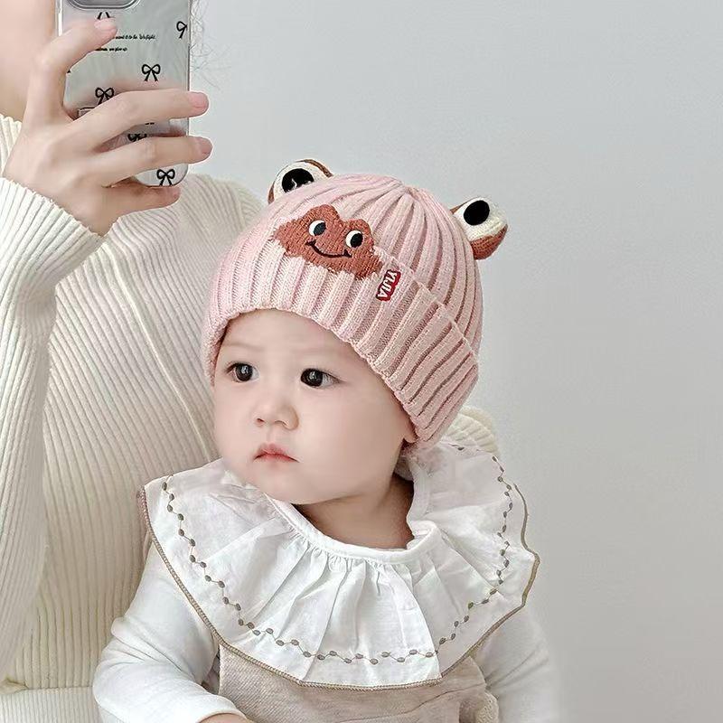 Baby hat autumn and winter cute woolen hat infant super cute thickened ear protection hat small month age warm cover hat