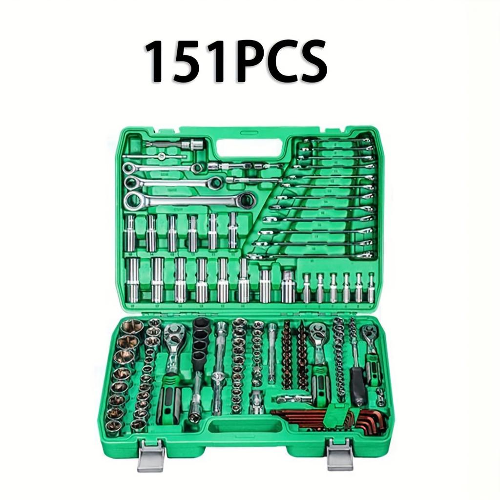 1/2,1/4,3/8 Inch Drive Ratchet Wrench Set,108/121/151pcs Drive Socket Set, With S2 & CR-V Sockets,Metric Hex Bit Socket Set