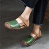 Johnature Retro Genuine Leather Sandals For Women's Mixed Colors Square Toe Soft Sole Flat Shoes