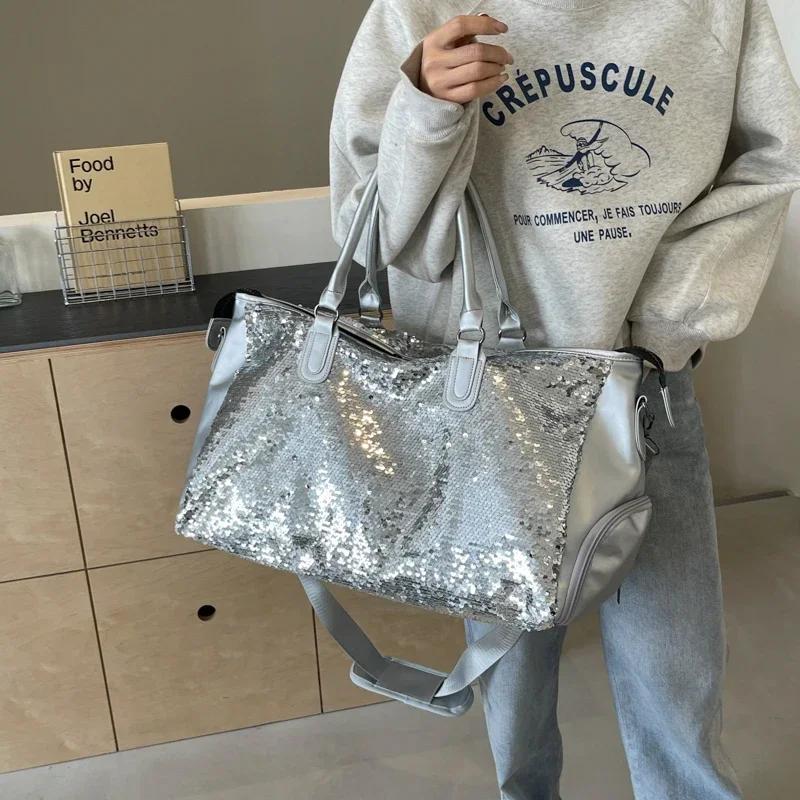 Sequin Solid Hot Selling Fashion Sequin Large Capacity Women's Shoulder Bag  Fashionable Women's Handbag Travel Bags