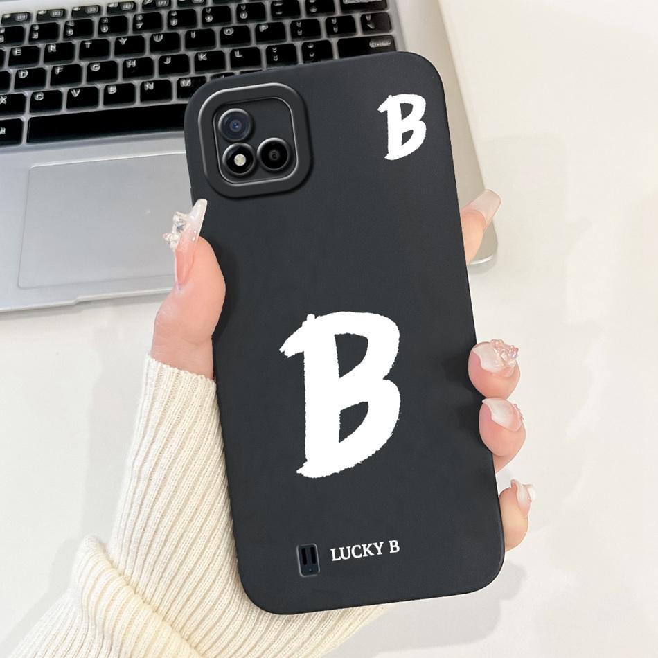 For Realme C11 (2021) Lucky Initial Letter Phone Case For Realme C11 2021 2020 RMX3231 RMX2185 Soft Silicone Shockproof Cases