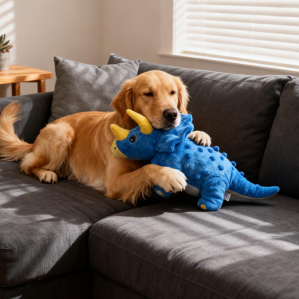 Pet-Resistant Chewable Plush Interactive Toy with Sound, Dinosaur Shape, Suitable for Large, Medium, and Small Pets Such as Cats an