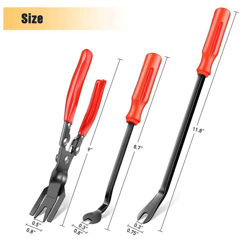 3Pcs Wrench Clip Pliers Set Fastener Remover Auto Headlight Combo Repair Tools Kit for Car Door Panel Dashboard Machine Workshop