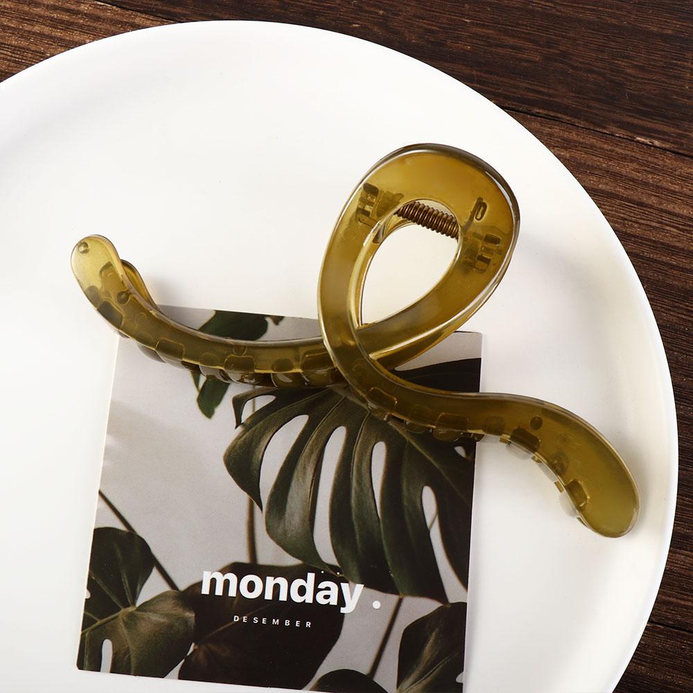 Snake Shape Cross Shark Clip Transparent Wave Hair Clip Fashion Plastic Hair Claw  Daily