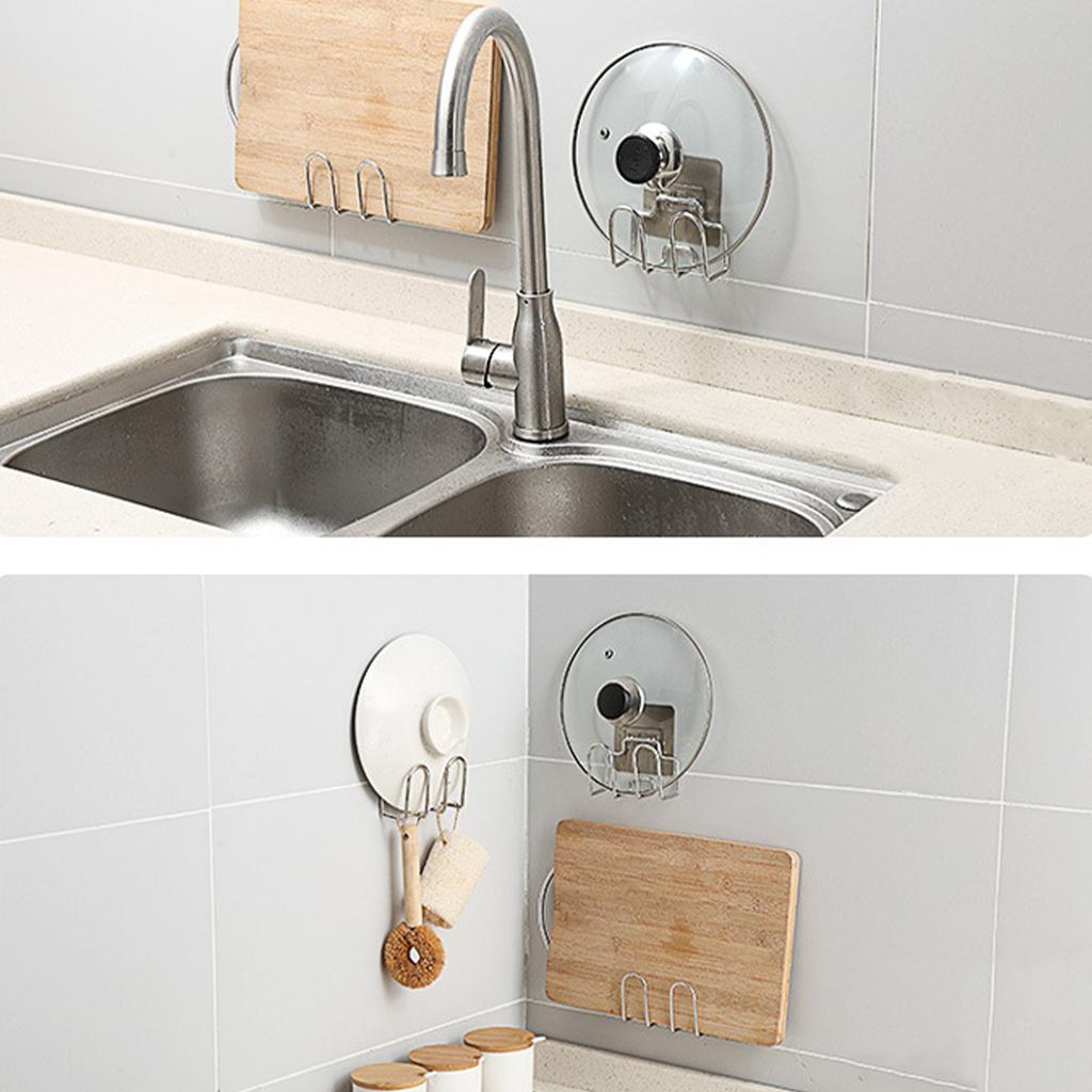 Kitchen Wall Pot Lid Holder Hole Free Rustproof Cutting Boards Quick Drying Rack for Kitchen