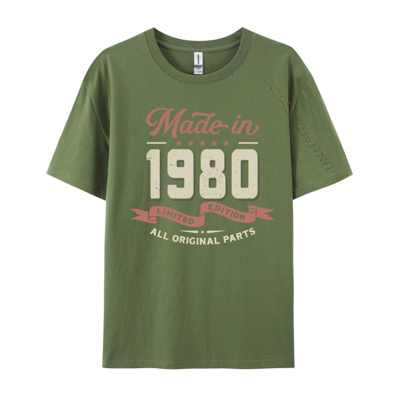 Unisexs T Shirt 43th Birthday Born 1980 Made Tshirts Fall Tops Shirts For Unisex Fashion Normal Tshirt Free Shipping