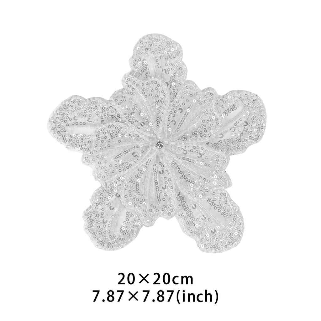 "White Multi-Layer Sequin Bow Tie with Skirt Accessories & Decorative Beaded Corsage"