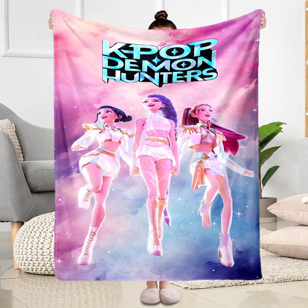 1pc K-Pop Demon Hunters Blanket Comfortable Soft Lightweight Multi Seasonal Blanket Travel Camping Picnics Sofa Office bedroom Perfect Gift Friends