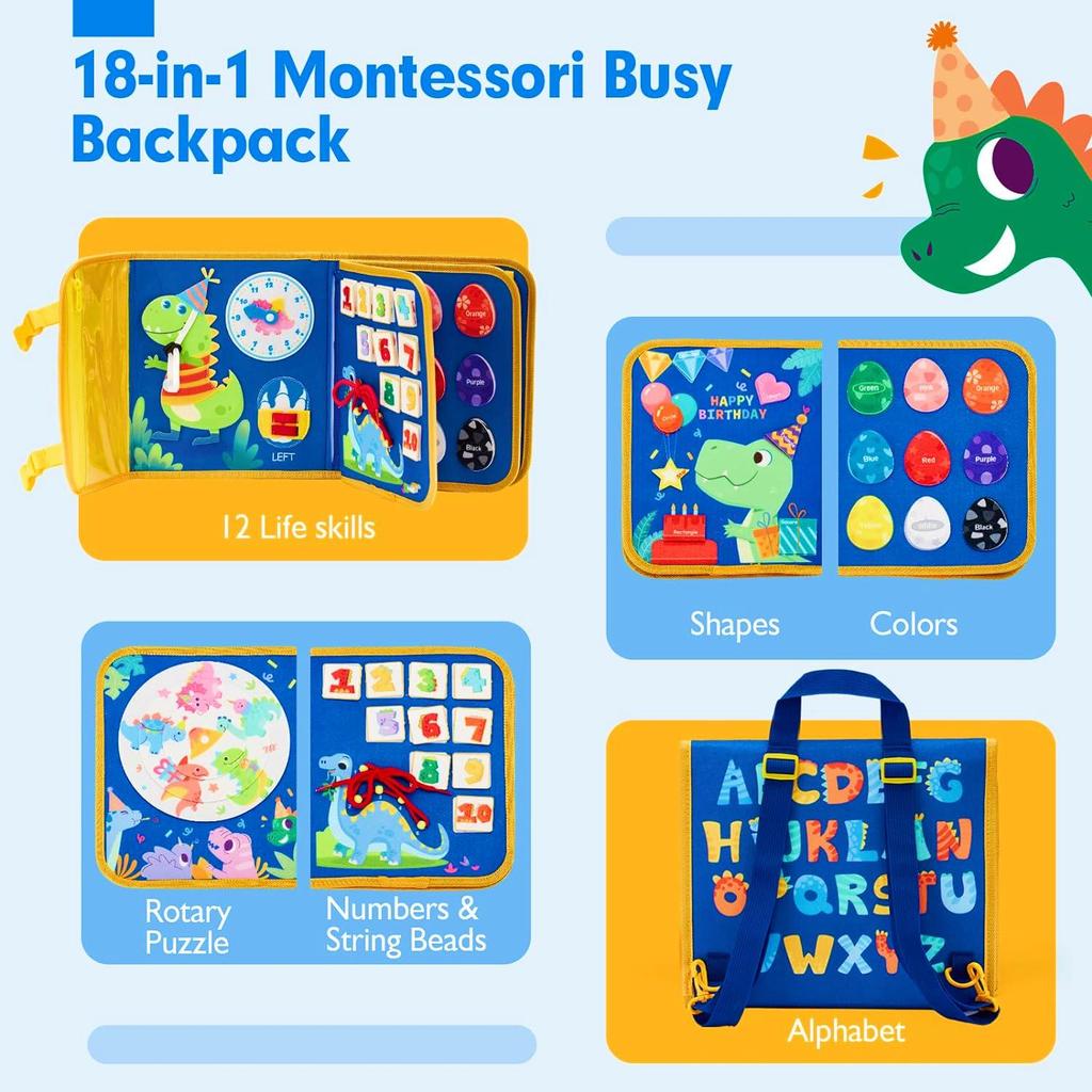 Popular Baby Early Education Felt Backpack Busy Board Toy