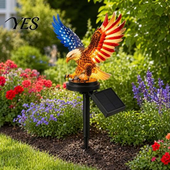 American Flag Solar Light America 250th Anniversary Eagle Garden Light, Patriotic Memorial Day Decor, Outdoor Decoration Powered Stake for 4th of July