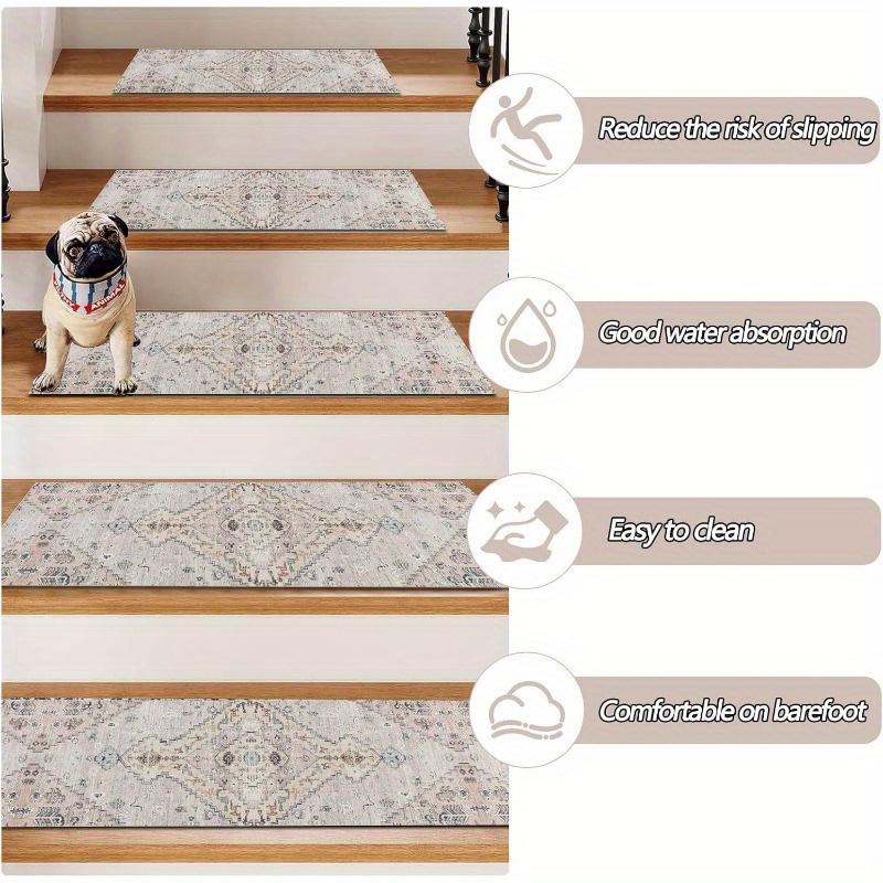Non-Slip Carpet Stair Treads for Wooden Steps,  These Rubber Stair Runners Are Designed for Indoor Use, Providing Safety Mats