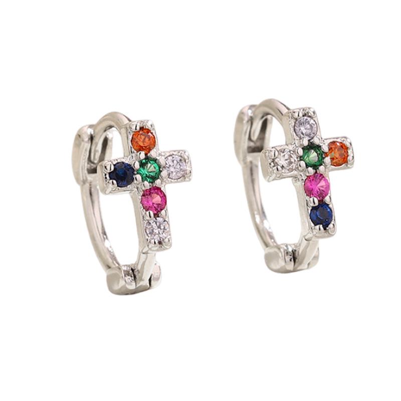 

Панк Стиль Циркон Крест и Луна Серьги-гвоздики с Круглым Бриллиантом и Застежкой-винтом Copper (Color and Style See Picture)