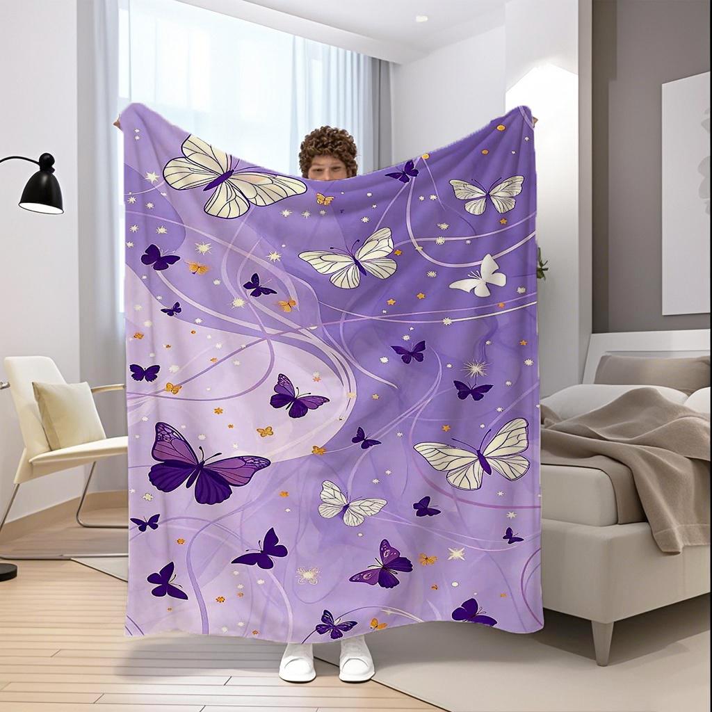 Butterfly Pattern Blanket Microfiber Flannel Cover Blanket Bedroom Living Room Sofa Soft And Comfortable Home Decoration