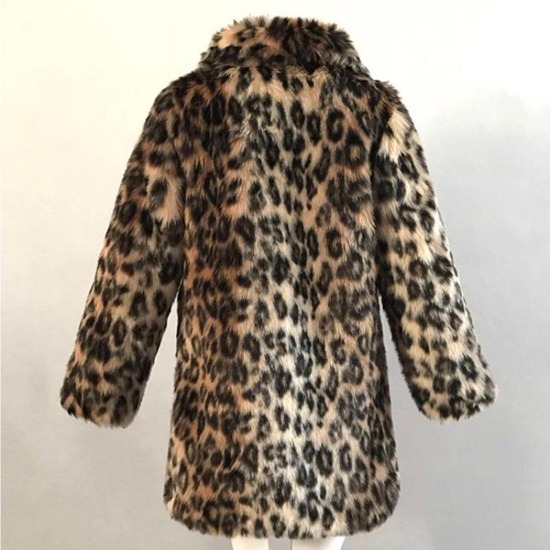 omen's fur acket fashion women's clothing medium and long leopard print artificial fur coat winter thickened warm trench coat
