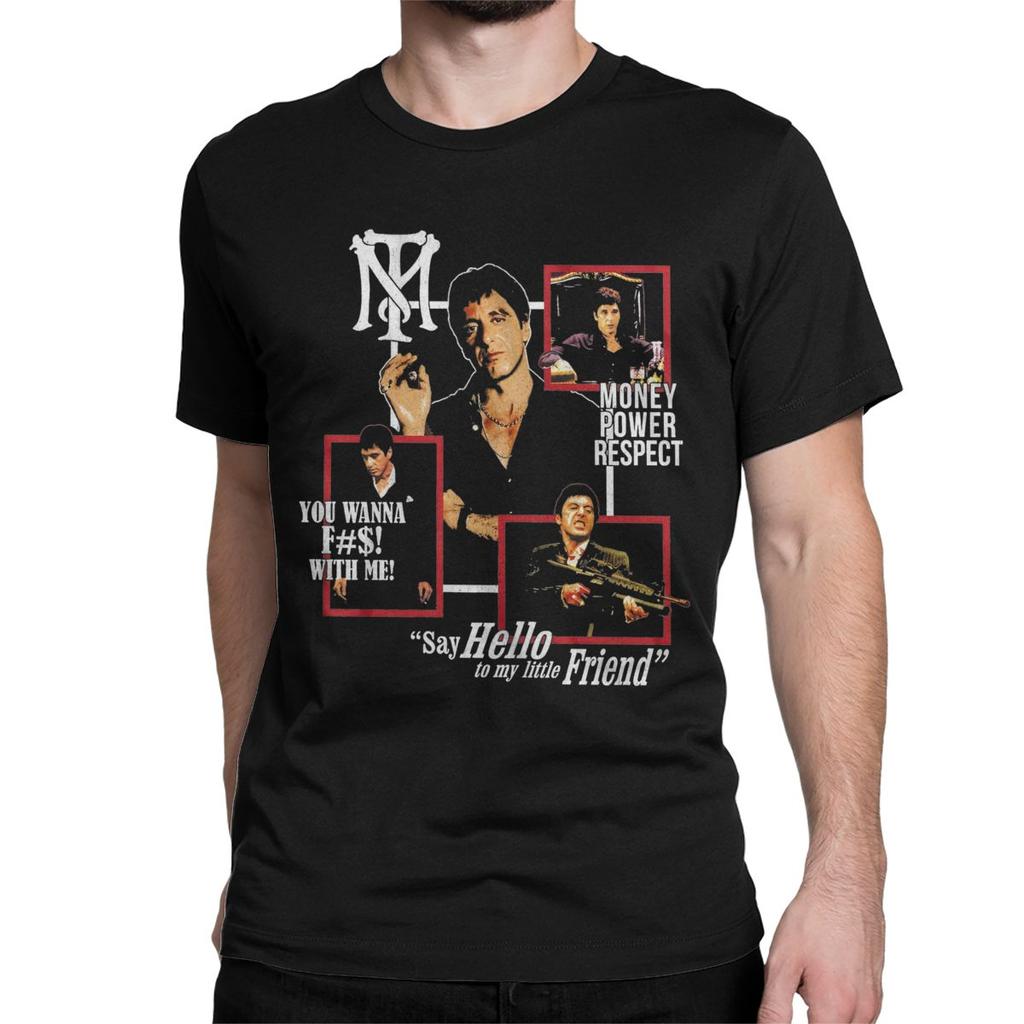 Scarface T Shirts Men's Cotton Vintage T-Shirt Round Neck Movie Tees Short Sleeve Clothes Gift Idea