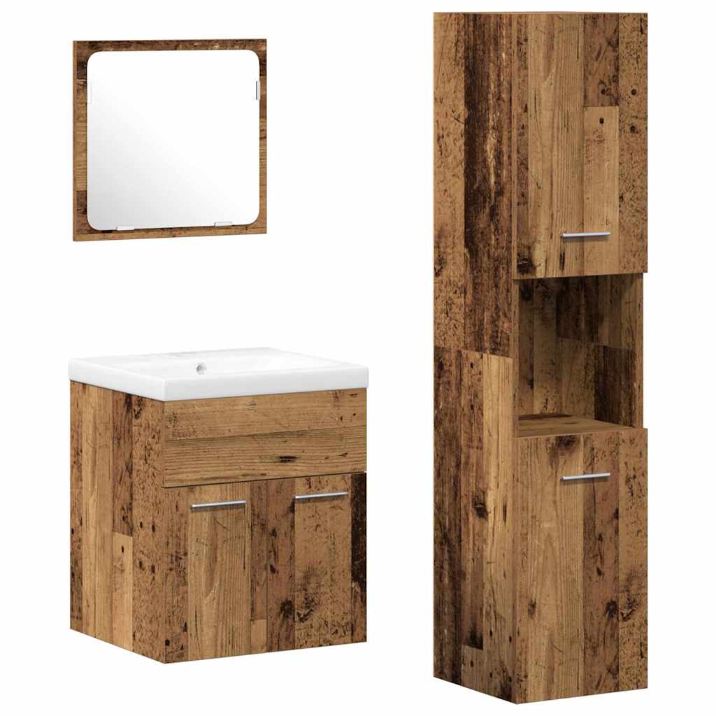 Bathroom Furniture Set with Drawers 4 pcs Reclaimed Wood Effect Particleboard