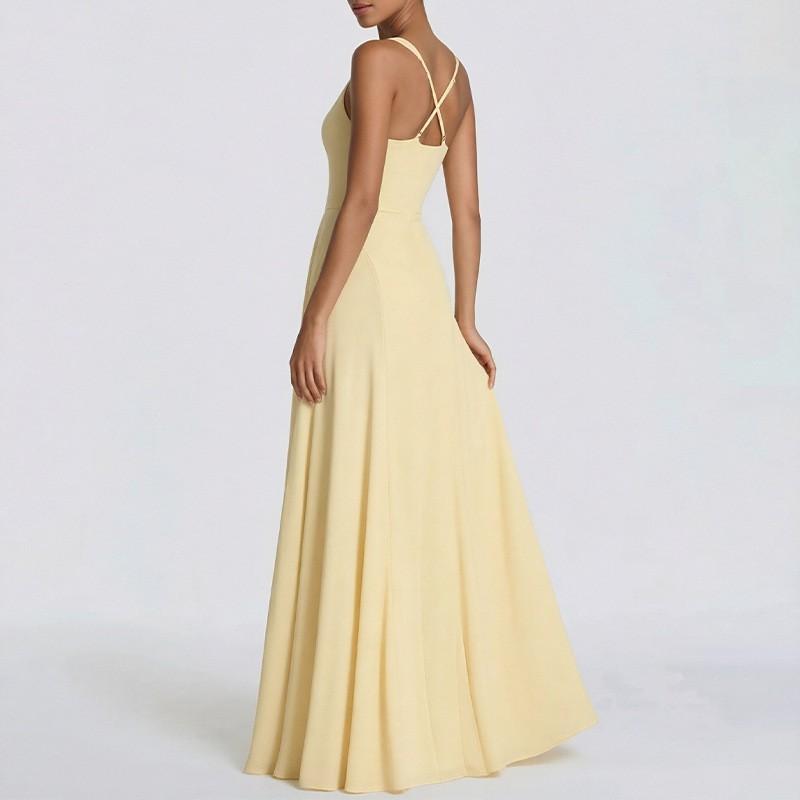 Elegant Solid Color Sleeveless Evening Dress Women 2026 High-Waist Fitted Long Gown Formal Party Occasion