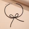 Small Black and White Beads Chain Bowknot Short Choker Necklace for Women Charms Trendy Ladies Collar on Neck Accessories Female