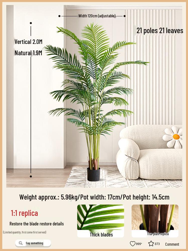 Bionic Green Sprenger's Fern Artificial Tree for Indoor Luxury Living Room Décor