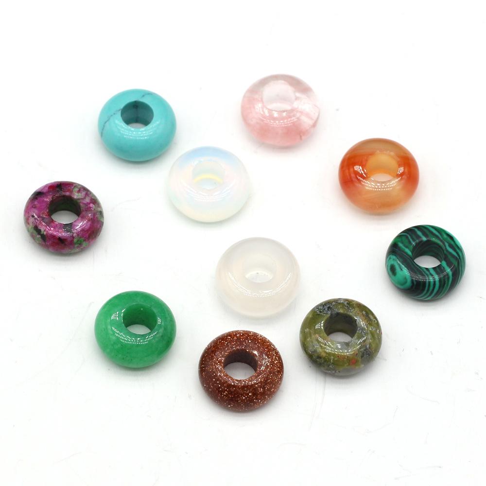 Round Bead Big Hole Loose Beads Agates Lotus  Perforated Beads Agates Stone Beads  Jewelry Making