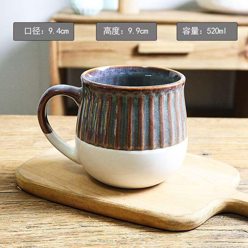 520ml Creative Kiln Change Mug Breakfast Cup Retro Coffee Cups Milk Cup Ceramic Mug Mugs Large-capacity Hand Warmer Drinkware