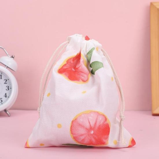 Fruit Print Drawstring Storage Bag Change Coin Lipstick Headphone Pouch Mini Cute Candy Jewelry Pocket Organizer Cosmetic Bags