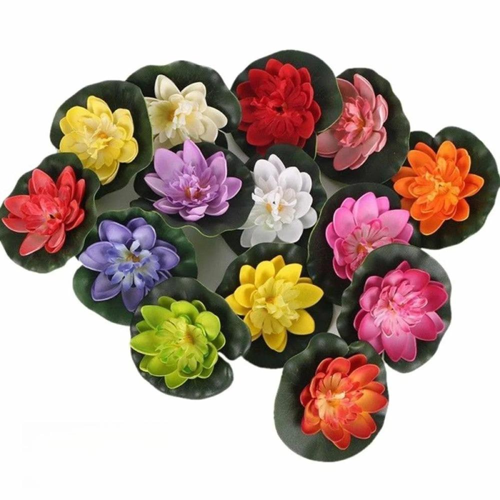 1PC Artificial Floating Water Lily - Colorful EVA Simulation Lotus Leaf Flower Pond Plant, for Gardens Fish Tank Aquarium Decor