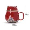 Hi Ceramic Teacup with Infuser and Lid Portable Travel Coffee Cup with Filter and Bag 320ML