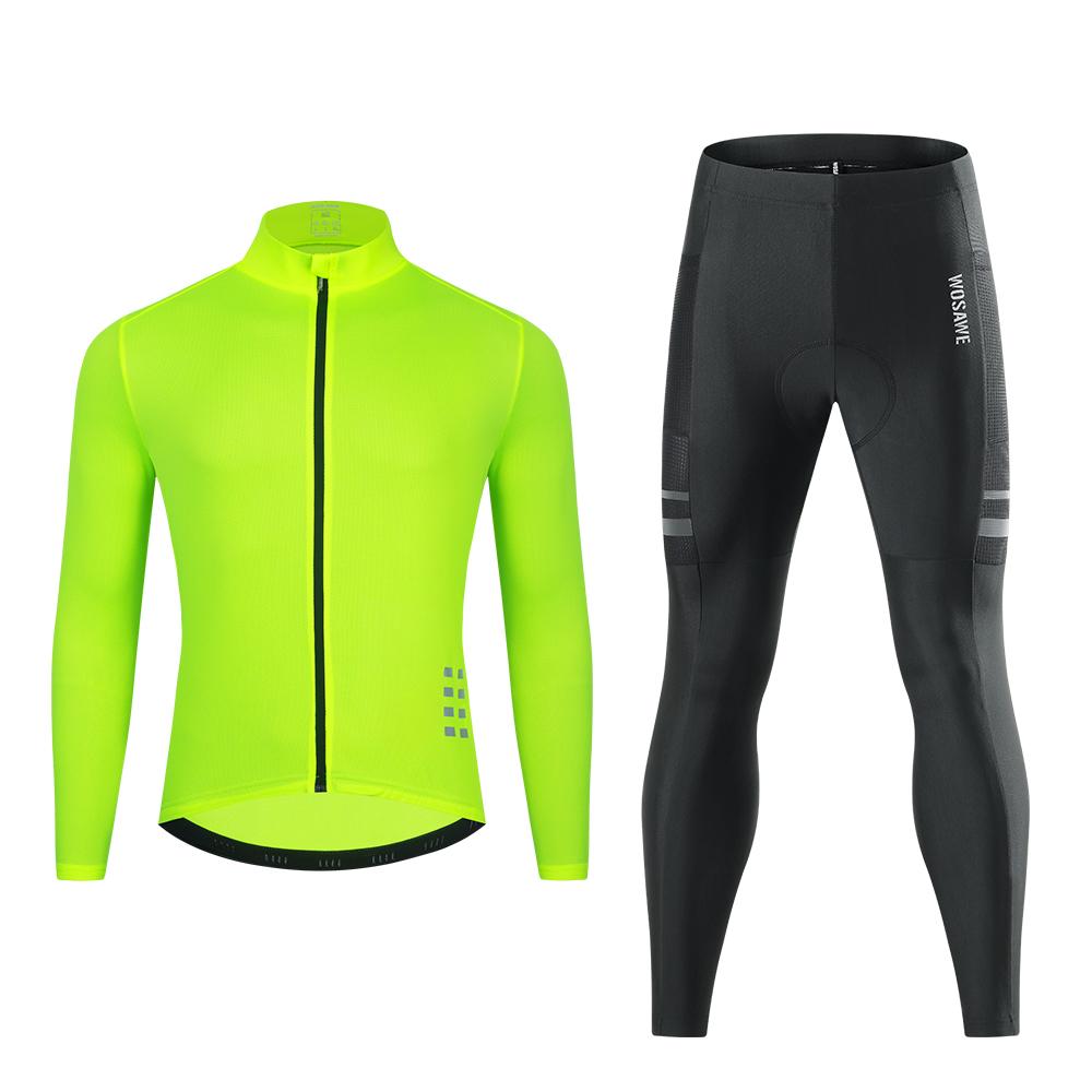 Cycling Sets WOSAWE Mens Long Sleeve Jersey Gel Padded Pants Road Bike Outfits