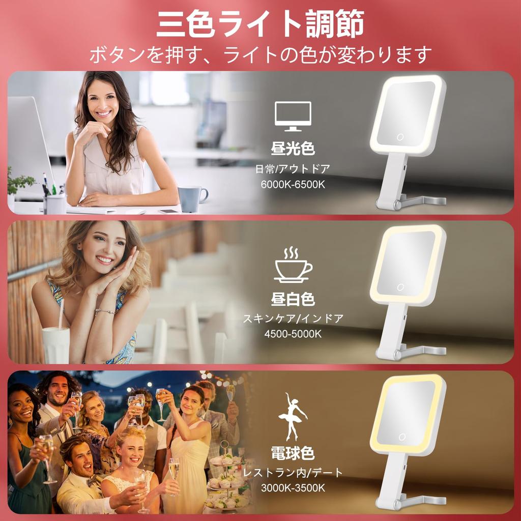 LunarCorky Hand 1x 15x LED Makeup USB Makeup Tabletop Mirror with Handheld Travel Mirror Double-Sided Mirror, & Magnification, Light, Mirror,